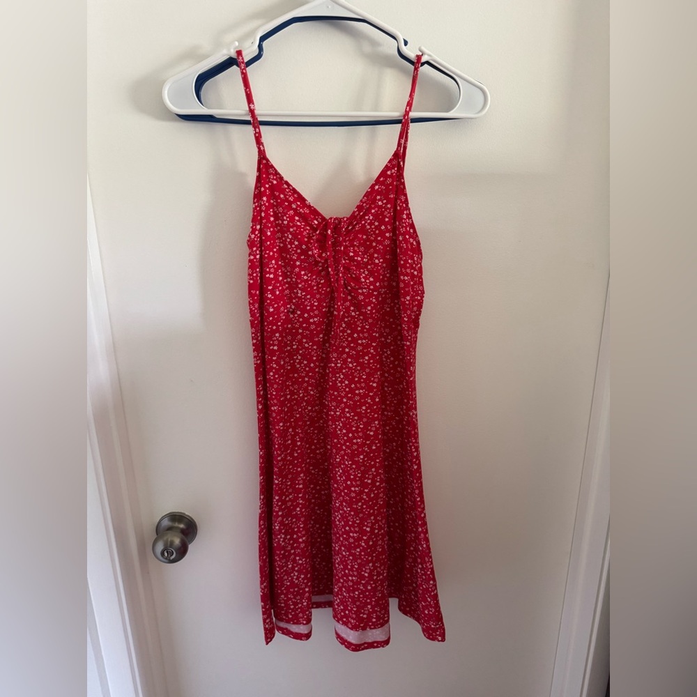 Red floral dress
